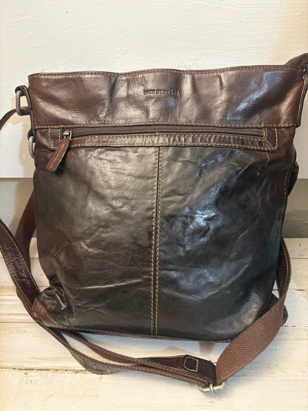 Jack George’s Voyager Leather Stained Buffalo Crossbody Bag Excellent Condition